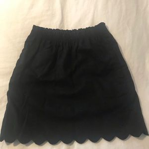 J. Crew Black linen skirt with scallop hem